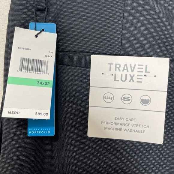 Perry Ellis 34x32 Flat Front Slim Fit Dark Brown Mens Dress Pants - Picture 4 of 4